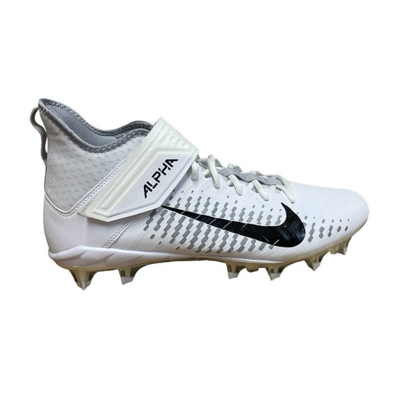 NIKE ALPHA MENACE PRO 2 MID FOOTBALL CLEATS MENS SIZE 13.5 WHITE AQ3209-100